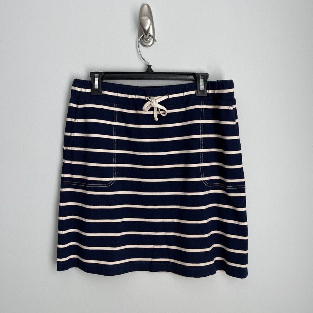 J. McLaughlin Navy Blue Striped Elastic Waist Knit Skirt